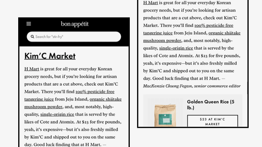 Golden Queen III Milled Rice Mentioned in Bon Appétit - Kim'C Market