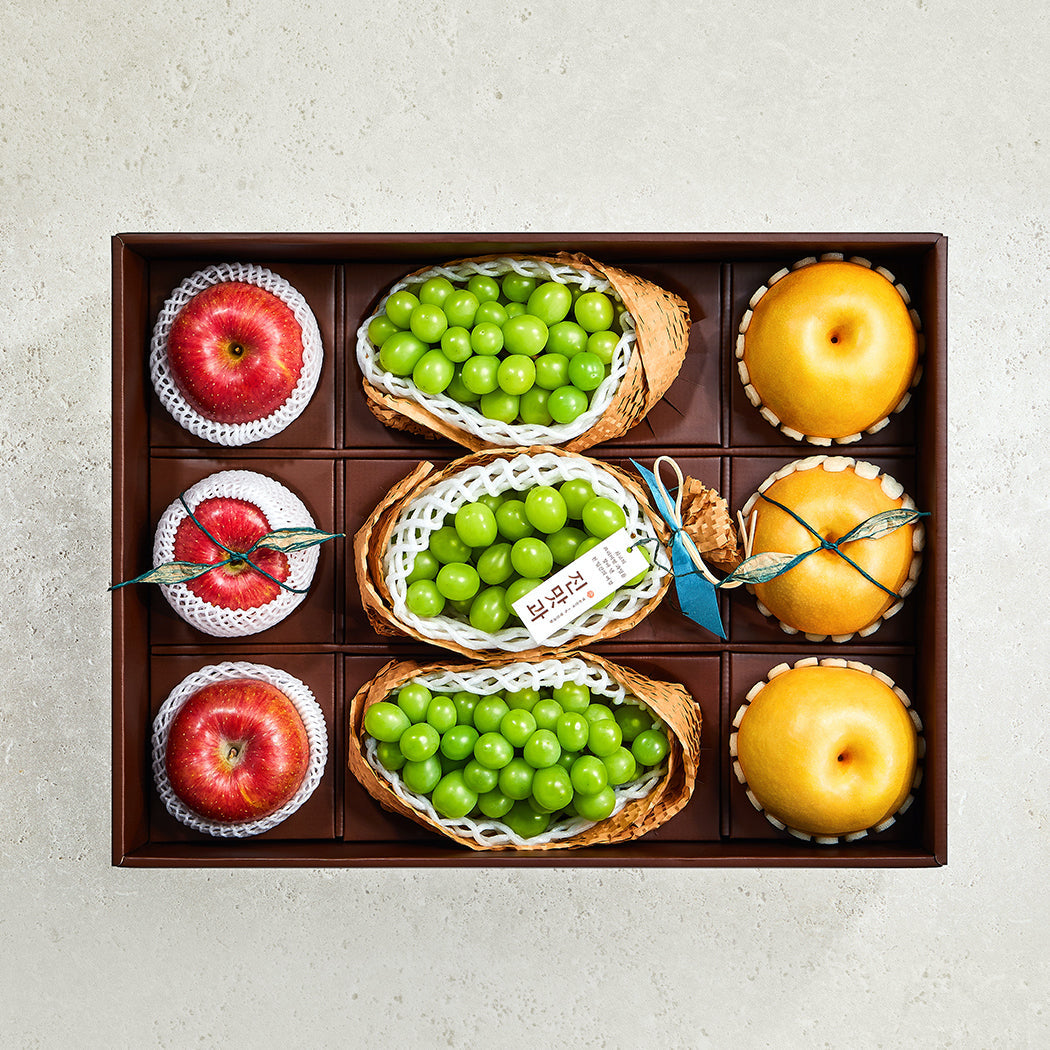 추석 명인 특선 2호 (사과 3개, 배 3개, 샤인머스켓 3개) (Delivery available only in Korea)- SOLD OUT
