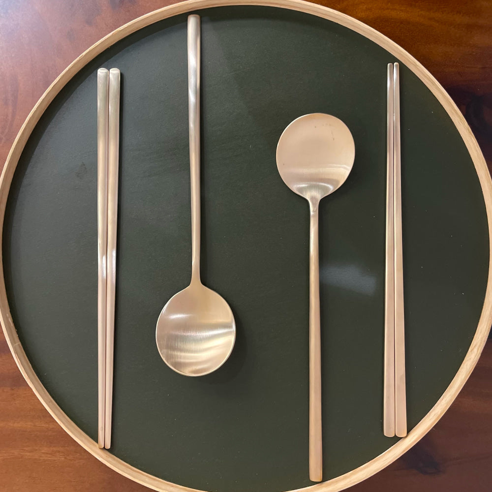 Bangjja Yugi (Korean Traditional Bronzeware) Cutlery Set 2 (3 pcs)