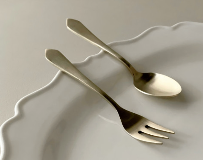Bangjja Yugi Bronzeware Dessert Spoon & Fork Set