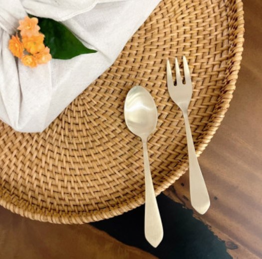 Bangjja Yugi Bronzeware Dessert Spoon & Fork Set