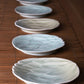 Sky blue lotus-relief dessert plate with glossy leaf petal ridges