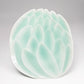 Sky blue lotus dessert plate with embossed petal swirl and smooth rim