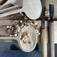 Round serving spoon with stainless-steel head and wood handle