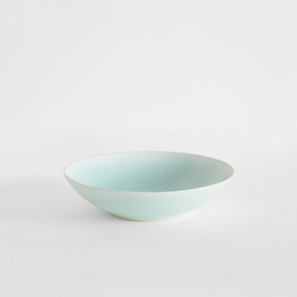 Seamist ceramic pasta bowl with smooth teal finish