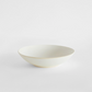 Snow White ceramic pasta bowl with thin gold rim