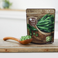 Pack of sliced Cheongyang chili peppers with wooden spoon and sliced green chili pieces