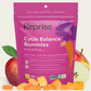 Cycle balance gummies pouch with orange yellow gummies and apples on bottom