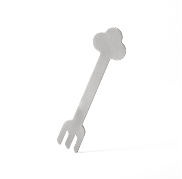 Flower-handled fork utensil, stainless steel