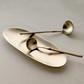 Traditional Yugi ladle with two gold-toned serving bowls on long handle