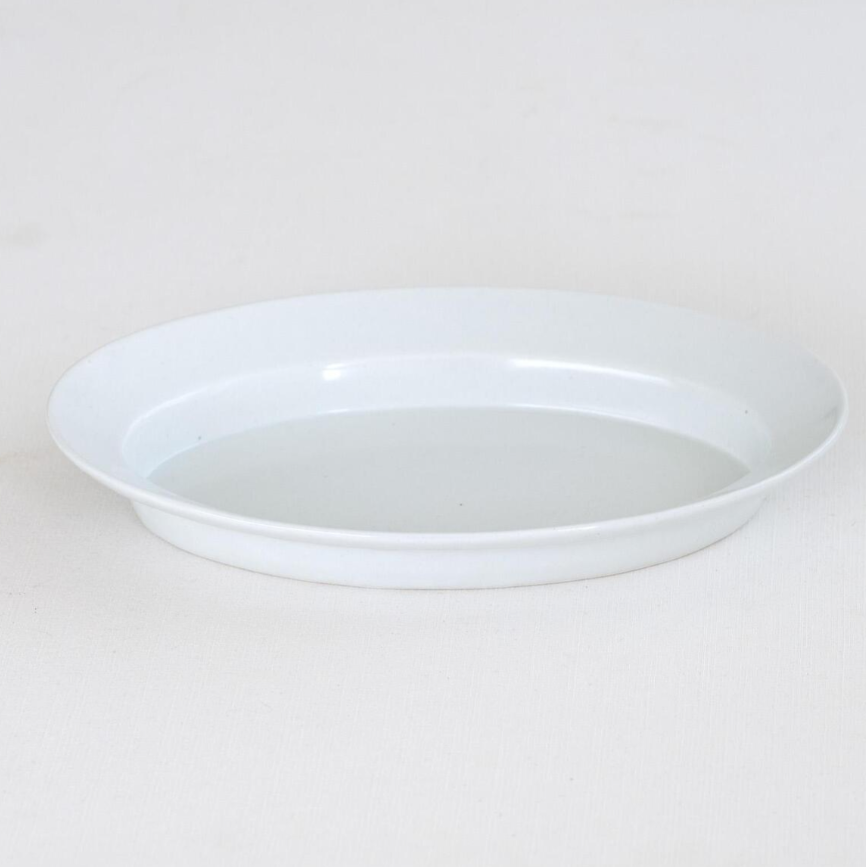 White oval plate, empty, top view