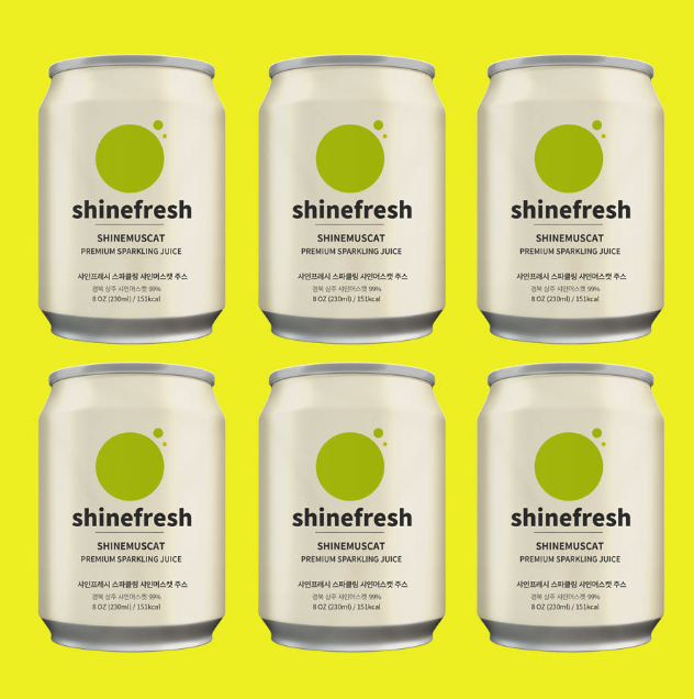 Shine Muscat sparkling juice cans with shinefresh label, aluminum can set