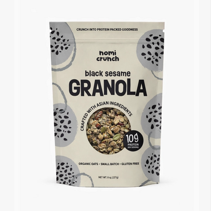 Black sesame granola pouch, front view