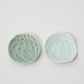 Lotus-pattern dessert plates in sky blue and celadon green, round oval