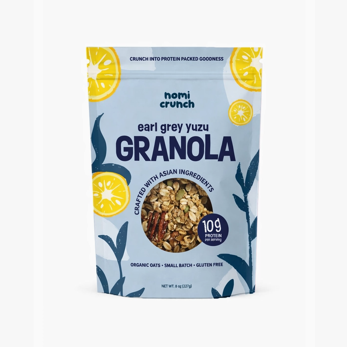 Earl Grey Yuzu granola bag with a bowl of granola on the front