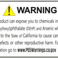 Warning label with caution symbol and text about chemicals and health risks