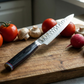 Pairing knife with etched stainless-steel blade and dark ergonomic handle