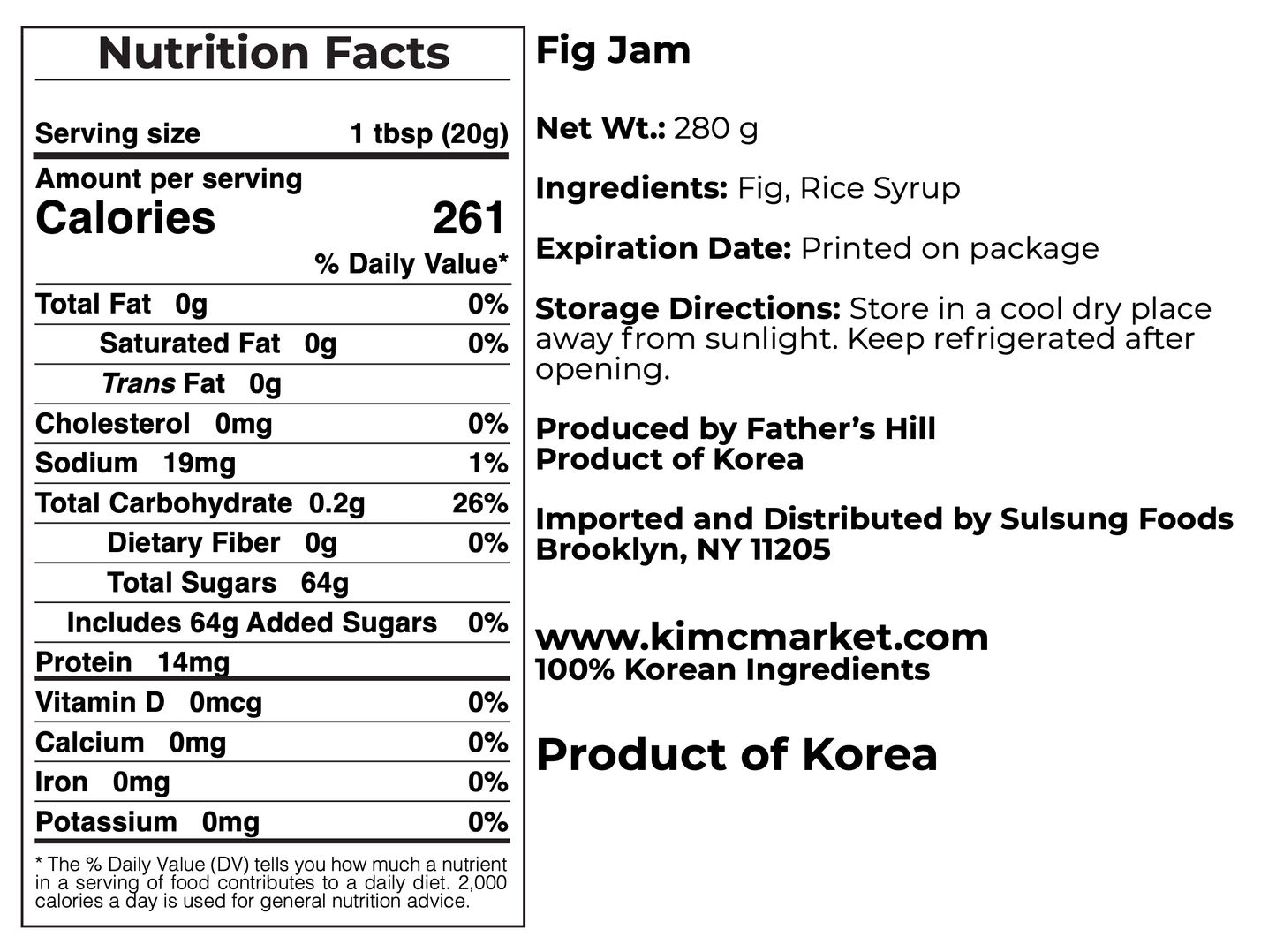 Korean Fruit Jam with No Added Sugar - Kim'C Market