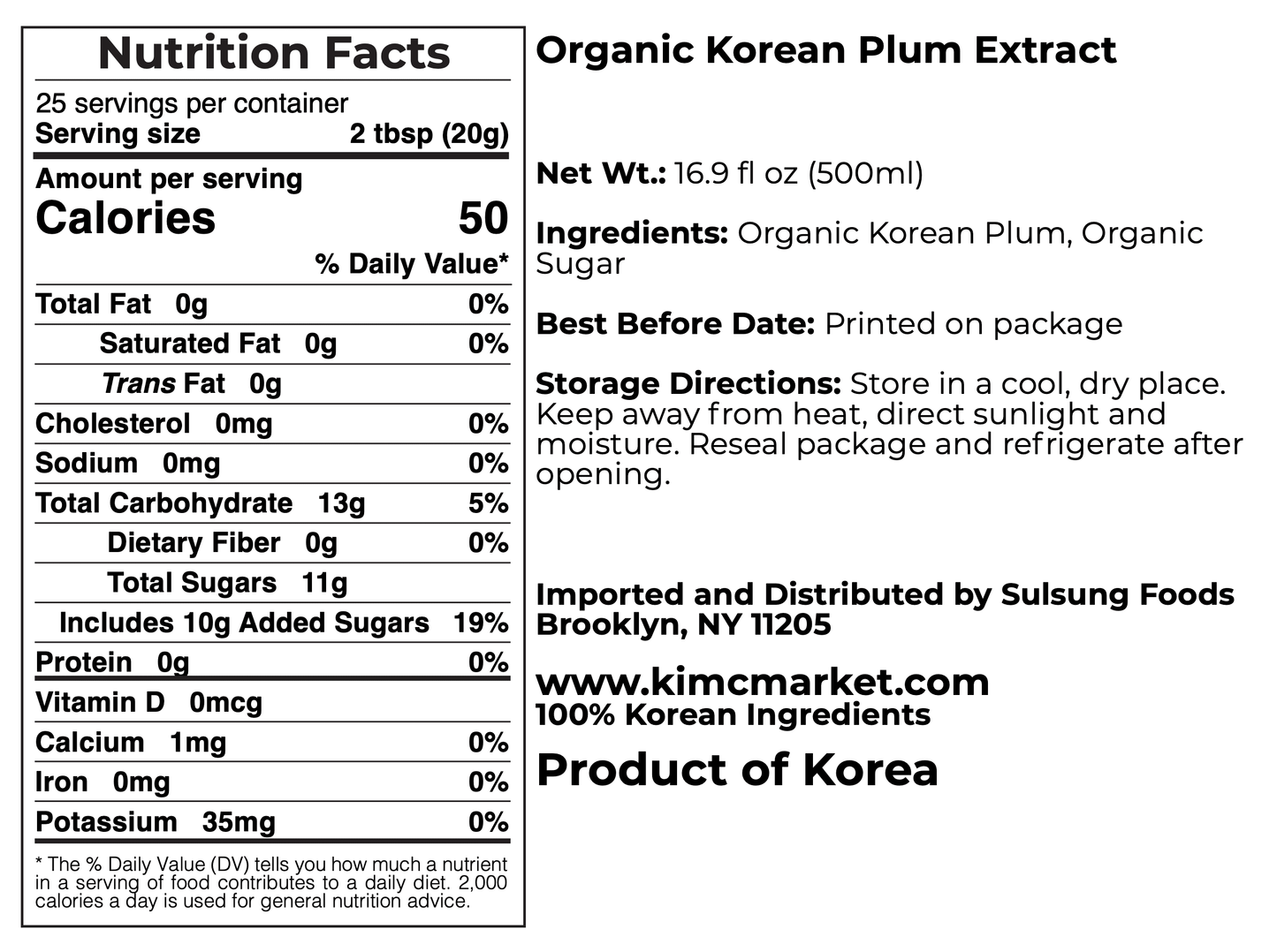 Organic Korean Plum Extract Meshil - Kim'C Market