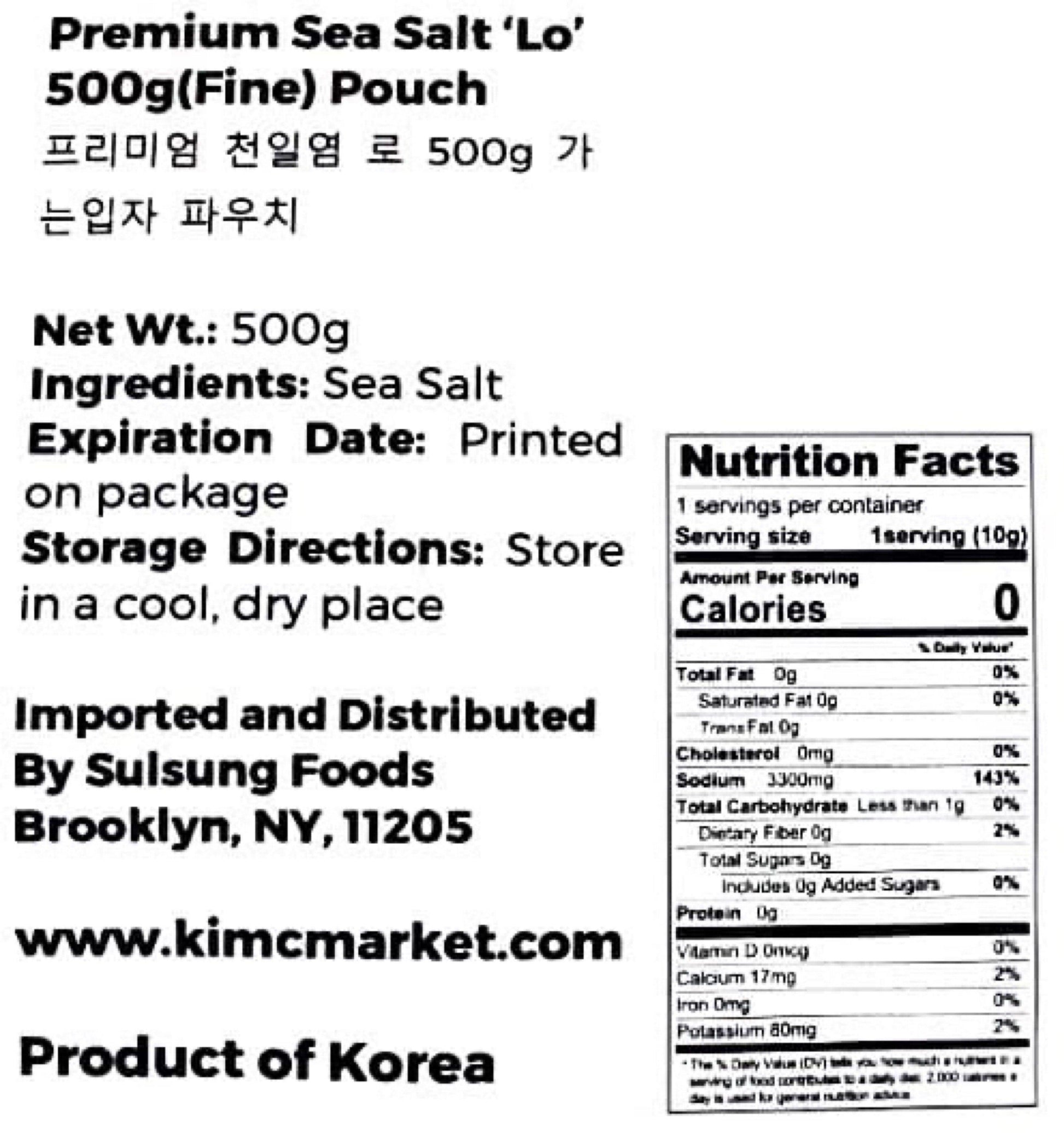 Premium Mineral Bay Salt LO (500g) - Kim'C Market