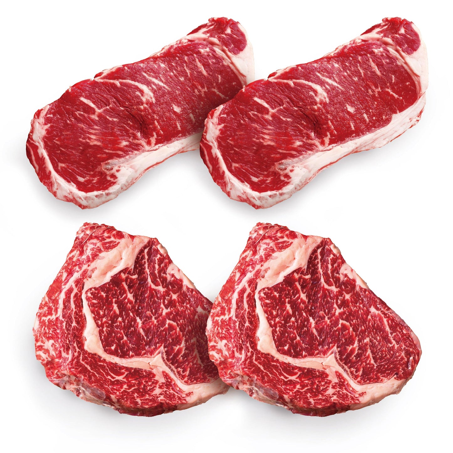 [Steak Family Set 1] Ribeye 12 oz. x 2 + New York Strip 12 oz. x 2 (Never frozen) - Kim'C Market