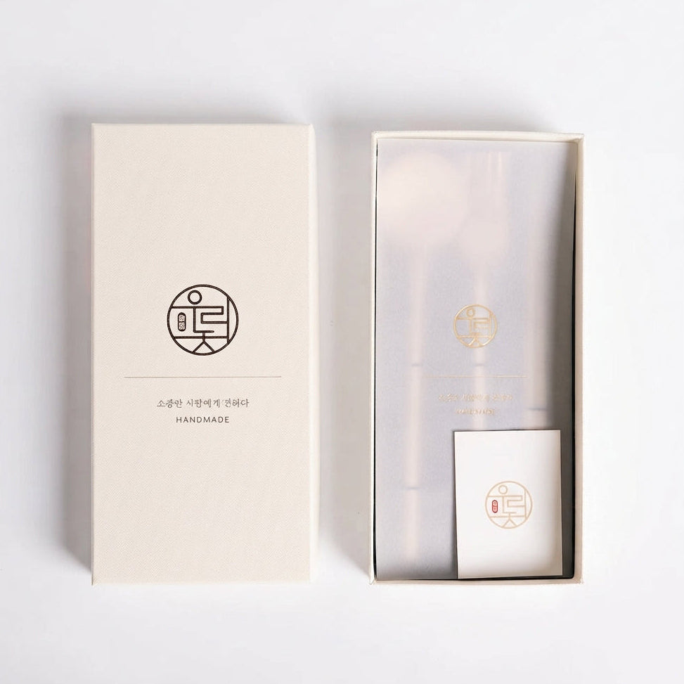 Bronze 3-piece cutlery set gift box with handmade logo and inner card